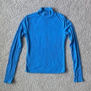 NA-KD Ribbed Long Sleeved Turtle Neck Top in Blue Women’s Size Small
